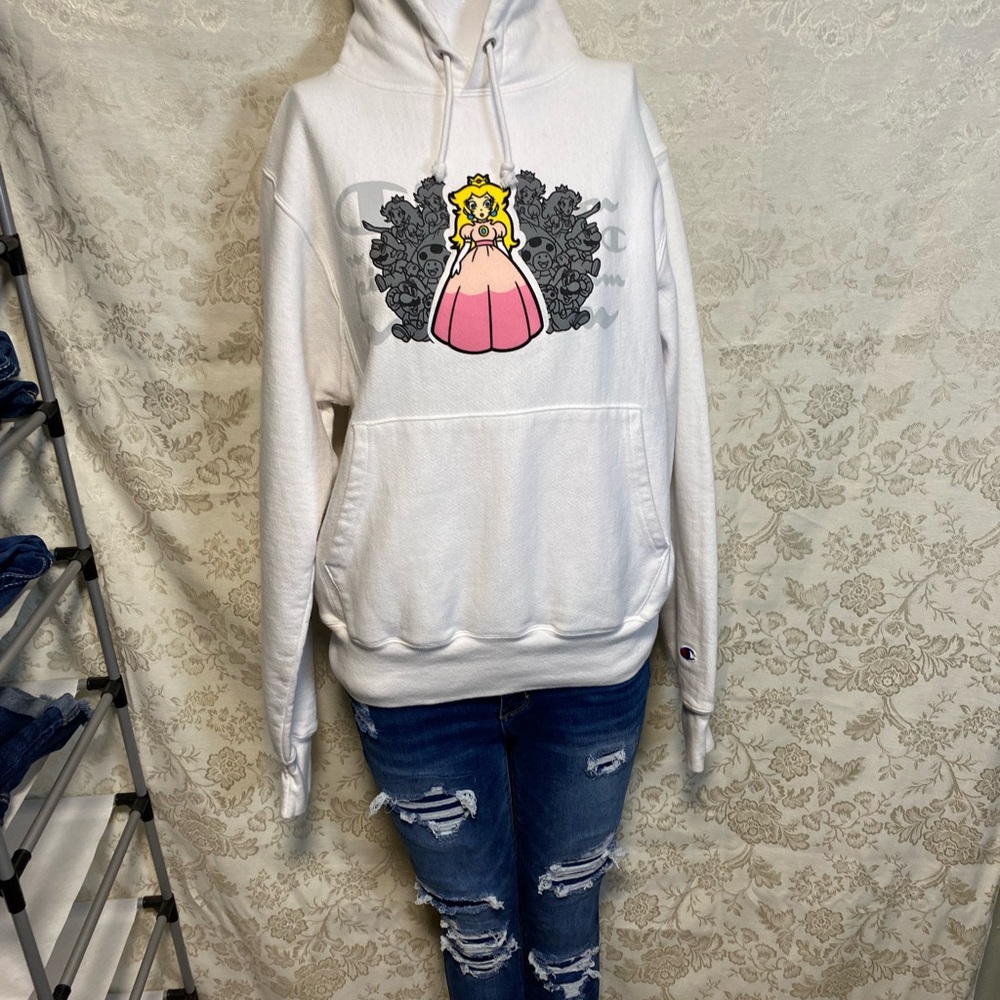Y2K Champion Women's Hoodie with Princess peach Graphic